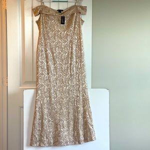 NWT Candalite Women Plus Size Formal Dress Gold Sequin Dress Wedding Prom Dress